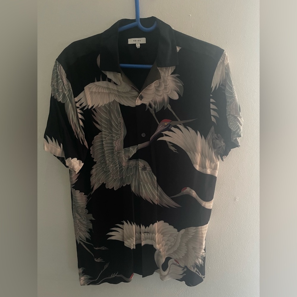 Reiss Gigi Printed Cuban Collar Shirt